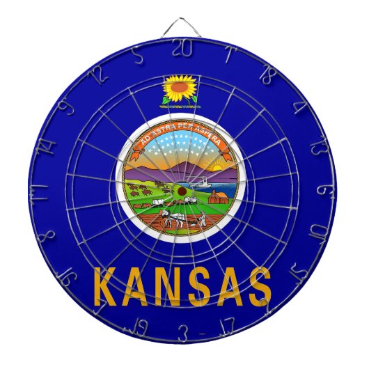 Dartboard met vlag van Kansas, Verenigde Staten Dartbord (Voorkant)