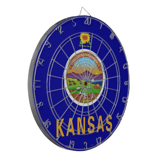 Dartboard met vlag van Kansas, Verenigde Staten Dartbord (Voorkant Links)