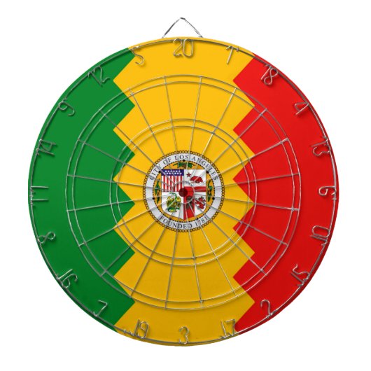 Dartboard met vlag van Los Angeles, Californië Dartbord (Voorkant)