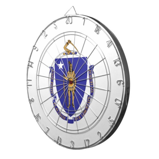 Dartboard met vlag van Massachusetts, Verenigde St Dartbord (Voorkant Rechts)