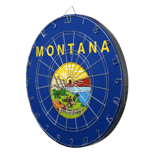 Dartboard met vlag van Montana, Verenigde Staten Dartbord (Voorkant Rechts)