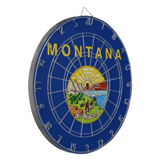 Dartboard met vlag van Montana, Verenigde Staten Dartbord (Voorkant Links)