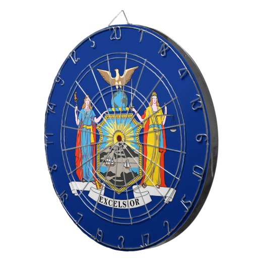 Dartboard met vlag van New York, Verenigde Staten Dartbord (Voorkant Rechts)