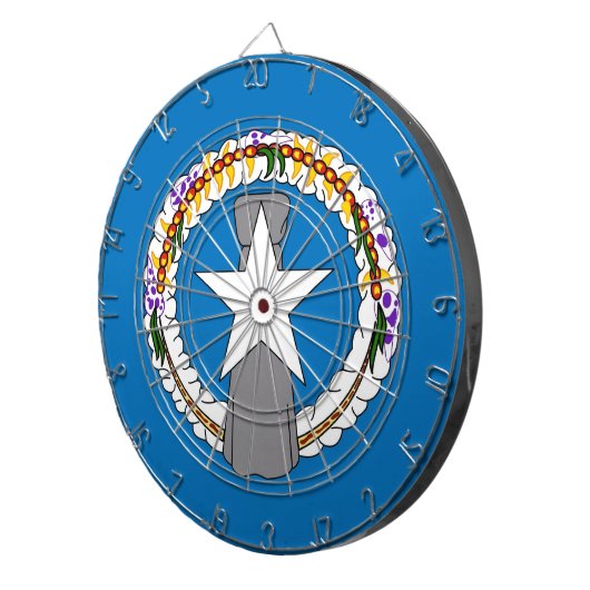 Dartboard met Vlag van Noordelijke Marianen, Veren Dartbord (Voorkant Rechts)