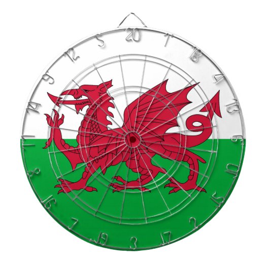 Dartboard met vlag van Wales Dartbord (Voorkant)