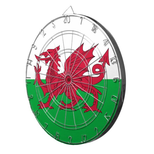 Dartboard met vlag van Wales Dartbord (Voorkant Rechts)