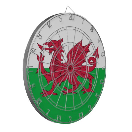 Dartboard met vlag van Wales Dartbord (Voorkant Links)