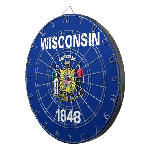 Dartboard met vlag van Wisconsin, Verenigde Staten Dartbord (Voorkant Rechts)