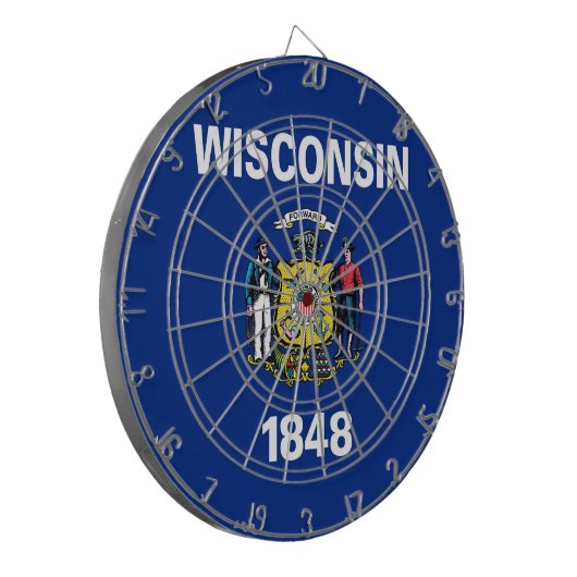 Dartboard met vlag van Wisconsin, Verenigde Staten Dartbord (Voorkant Links)