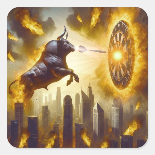 Dartboard mit Bulle - Explosion -  Dartkunst Vierkante Sticker (Voorkant)