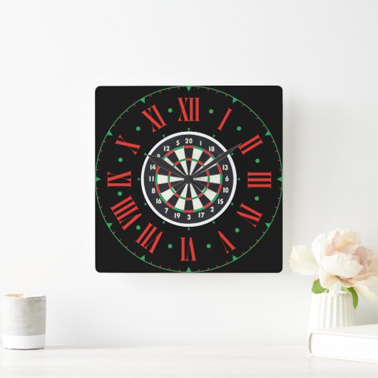 Dartboard Origineel met Roman Numerieke Vierkante Klok (Huis)