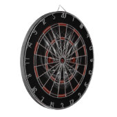 DARTBOARD SILVER GRAY FACE MET RODE OGEN DARTBORD (Voorkant Links)