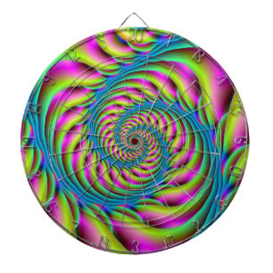 Dartboard Spiral in Pink Turquoise and Yellow Dartbord