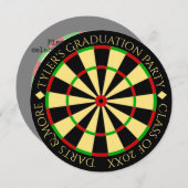 Dartboard Theme Graduation Party Invitation Kaart (Voorkant / Achterkant)
