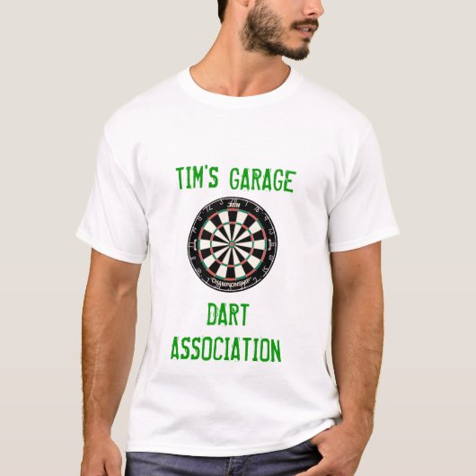 dartboard, TIM'S GARAGE, DART, ASSOCIATION T-shirt (Voorkant)