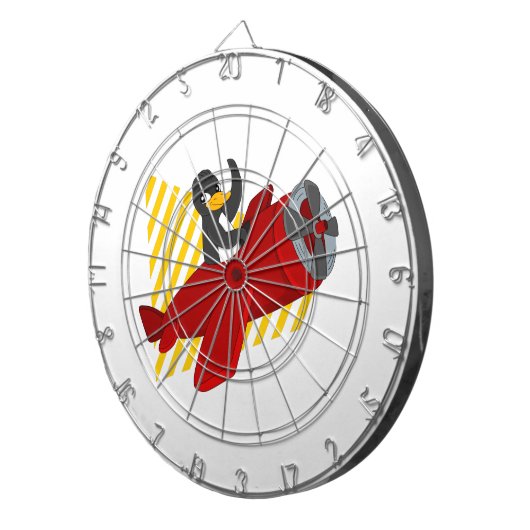 Dartboard van cartoon van vliegende pinguïn dartbord (Voorkant Rechts)