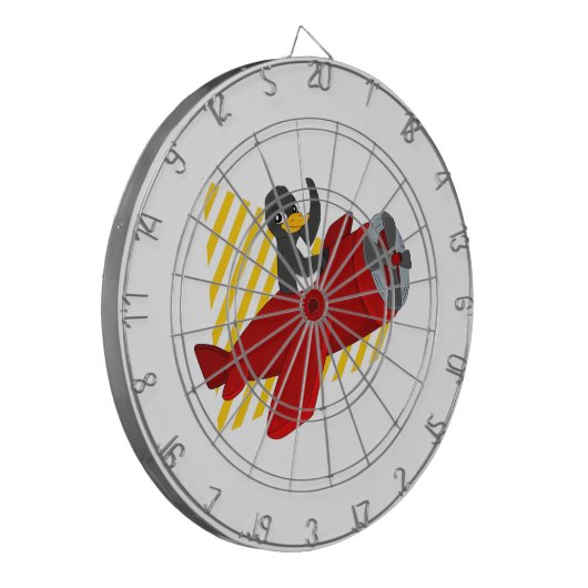 Dartboard van cartoon van vliegende pinguïn dartbord (Voorkant Links)