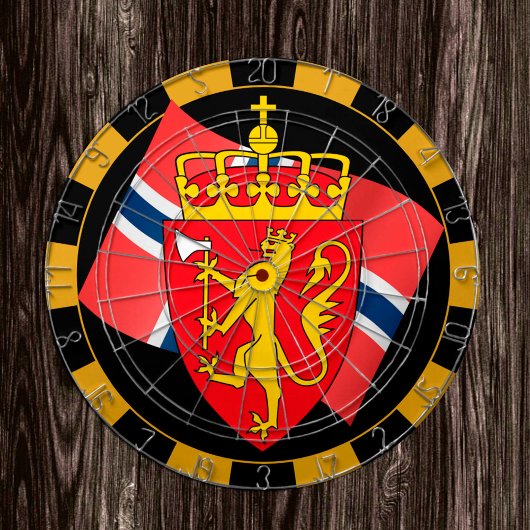 Dartboard van Noorwegen en vlagdonker/spelraad Dartbord