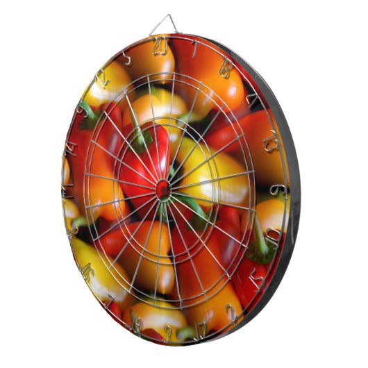 Dartboard voor rode en gele paprika dartbord (Voorkant Rechts)