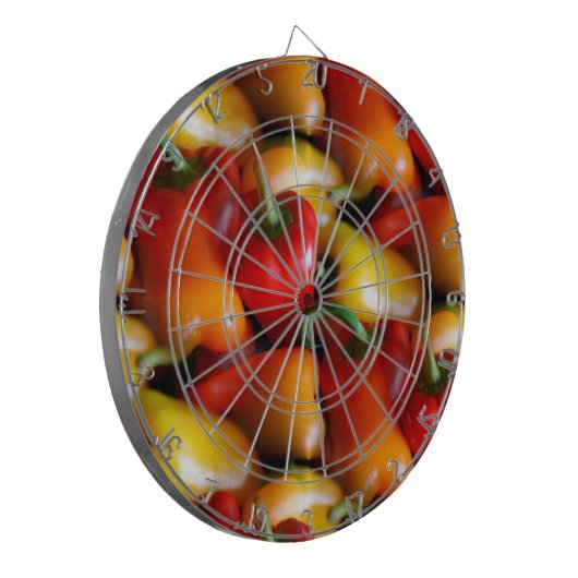 Dartboard voor rode en gele paprika dartbord (Voorkant Links)