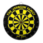 Dartboard voor zwarte en gele familie met kunstwer dartbord (Voorkant)
