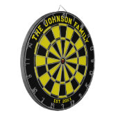 Dartboard voor zwarte en gele familie met kunstwer dartbord (Voorkant Links)