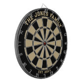 Dartboard voor zwarte en goudfamilie met kunstwerk dartbord (Voorkant Links)