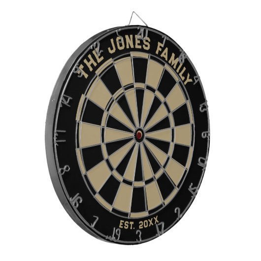 Dartboard voor zwarte en goudfamilie met kunstwerk dartbord (Voorkant Links)