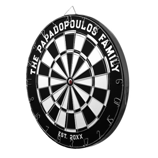 Dartboard voor zwarte en witte reeks met kunstwerk dartbord (Voorkant Rechts)