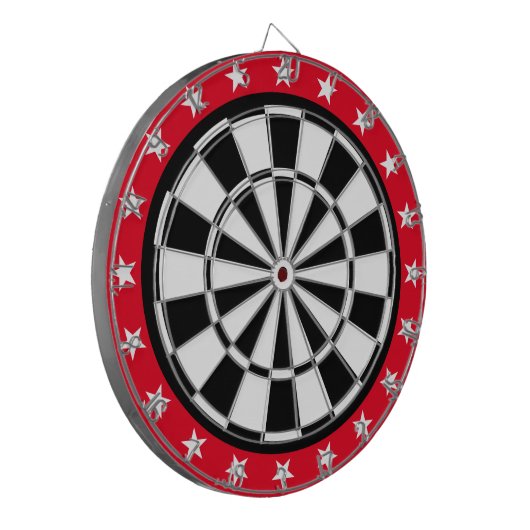 dartboard voor zwarte , witte en rode sterren dartbord (Voorkant Links)