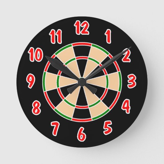 Dartboard Wall klok. Ronde Klok (Voorkant)
