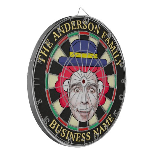 Dartboard with custom text and photo dartbord (Voorkant Links)