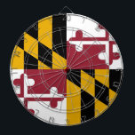 Dartboard with Flag of Maryland, USA Dartbord<br><div class="desc">Verbeter uw speelkamer met ons dartboard met de vlag van Maryland! Vier het unieke erfgoed van Maryland met dit dartboard, met trots het iconische ontwerp van de Maryland vlag. Met een opvallend patroon van afwisselend zwarte en gouden kwarten met een rood-witte kruis bodem, vertegenwoordigt deze vlag de rijke geschiedenis van...</div>