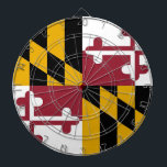 Dartboard with Flag of Maryland, USA Dartbord<br><div class="desc">Verbeter uw speelkamer met ons dartboard met de vlag van Maryland! Vier het unieke erfgoed van Maryland met dit dartboard, met trots het iconische ontwerp van de Maryland vlag. Met een opvallend patroon van afwisselend zwarte en gouden kwarten met een rood-witte kruis bodem, vertegenwoordigt deze vlag de rijke geschiedenis van...</div>