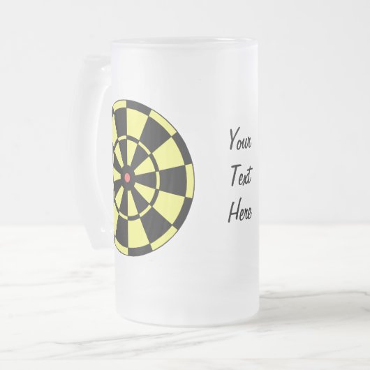 Dartboard Yellow Black Red Bullseye Matglas Bierpul (Voorkant links)