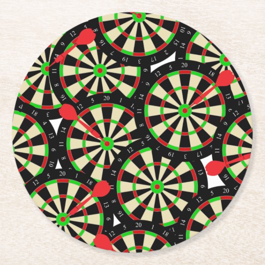 Dartboards Darts en Bullseye Pattern Ronde Kartonnen Onderzetter (Voorkant)