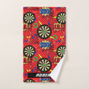 Dartboards Darts stripboekstijl gepersonaliseerd Handdoek