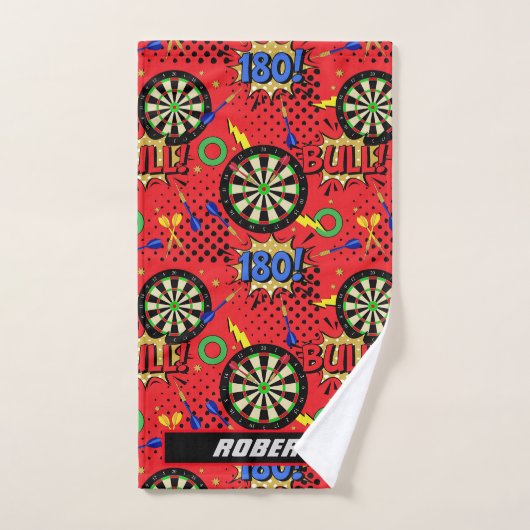 Dartboards Darts stripboekstijl gepersonaliseerd Handdoek (Handdoek)