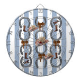 Dartbord blauw & wit gestreept paardenzadel (Voorkant)