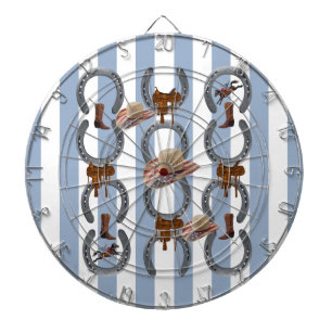 Dartbord blauw & wit gestreept paardenzadel