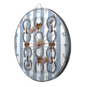 Dartbord blauw & wit gestreept paardenzadel (Voorkant Rechts)