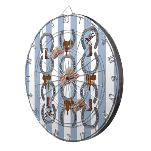 Dartbord blauw & wit gestreept paardenzadel (Voorkant Rechts)