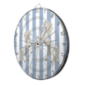 Dartbord Blauw & Wit Streep Wit Paard (Voorkant Rechts)