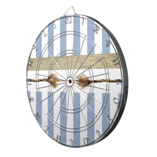 Dartbord Blauw & Wit Stripe Touw (Voorkant Rechts)