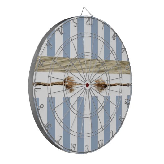 Dartbord Blauw & Wit Stripe Touw (Voorkant Links)