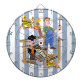 Dartbord blauw & witte streep in aanbouw (Voorkant)