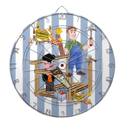 Dartbord blauw & witte streep in aanbouw (Voorkant)