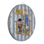 Dartbord blauw & witte streep in aanbouw (Voorkant Links)