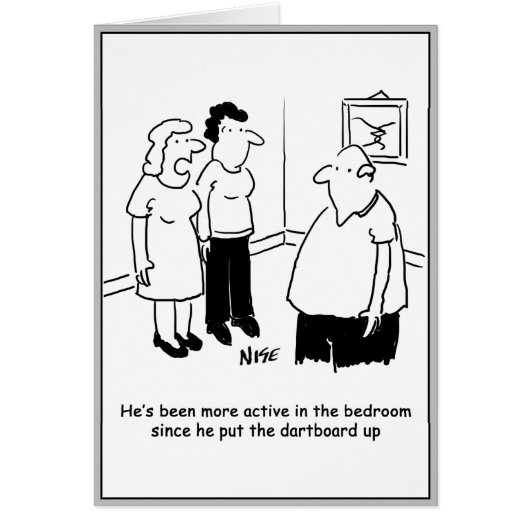 Dartbord in de slaapkamer. Grappige cartoon (Voorkant)