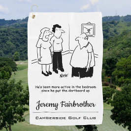Dartbord in de slaapkamer. Grappige cartoon Golfhanddoek